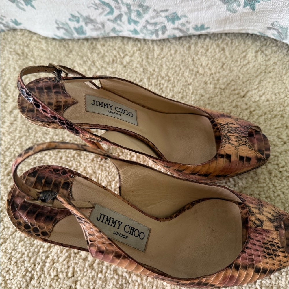 Jimmy Choo Snakeskin Slingback Heels - Picture 2 of 9